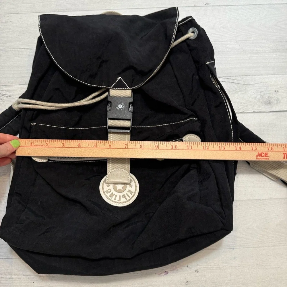 Kipling‎ black buckle drawstring nylon backpack